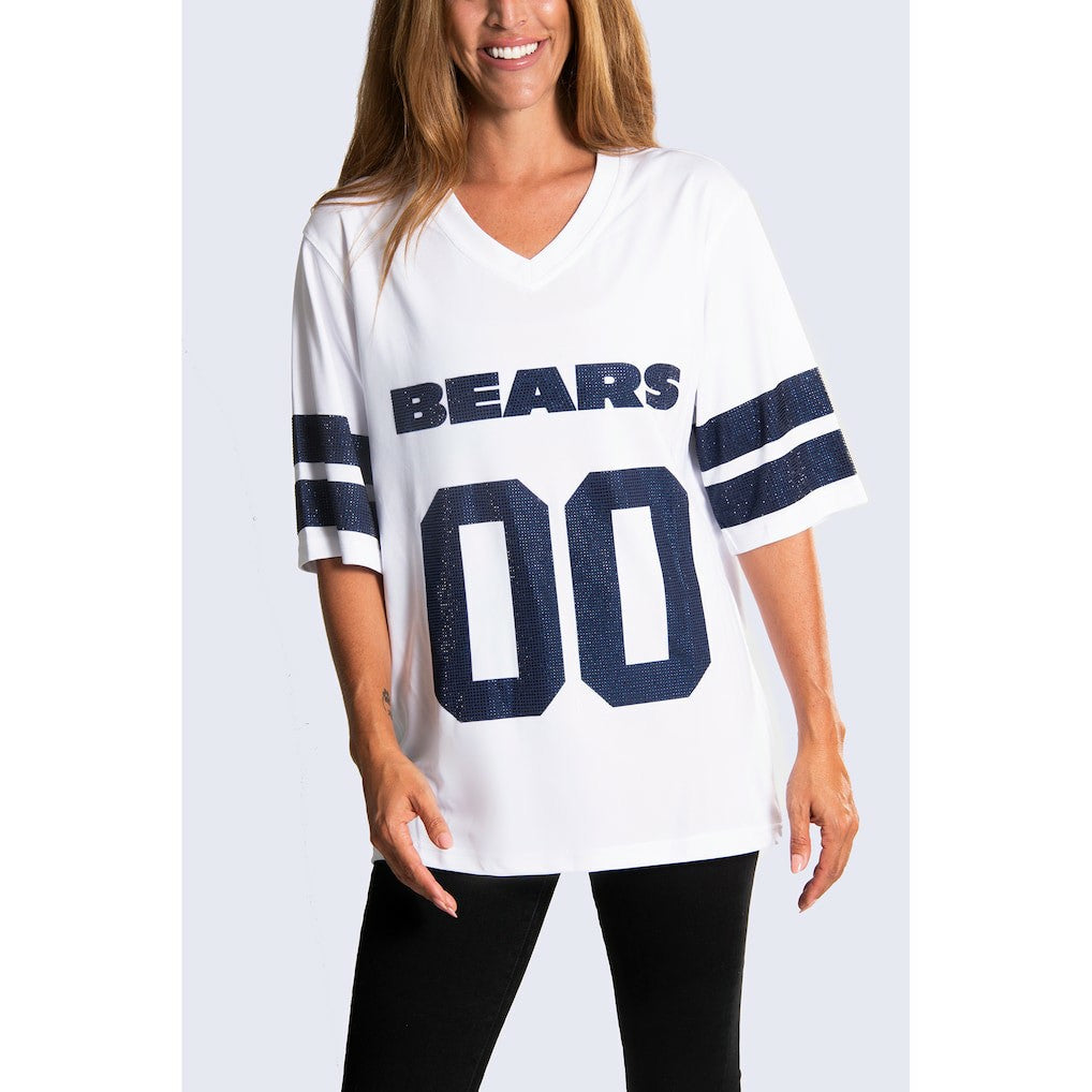 Chicago Bears Cuce Women's Rhinestone V-Neck Tunic - White online