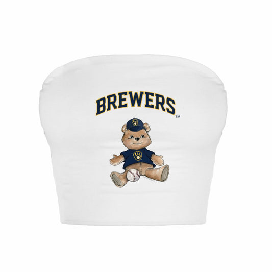 Milwaukee Brewers Tiny Turnip Women's Teddy Bear Crop Tube Top - White
