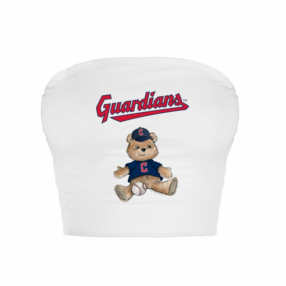 Cleveland Guardians Tiny Turnip Women's Teddy Bear Crop Tube Top - White