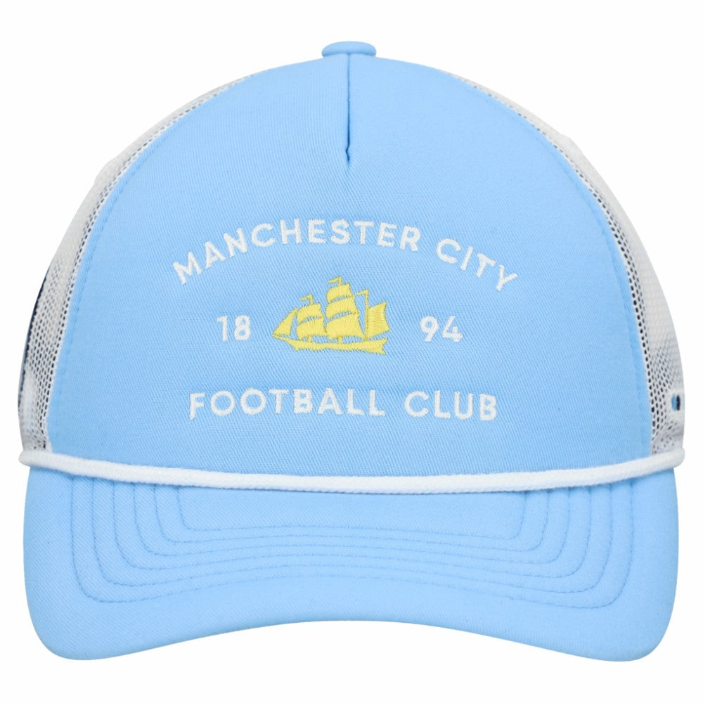 Manchester City Unisex Free Rider Trucker Snapback Hat - Light Blue shop