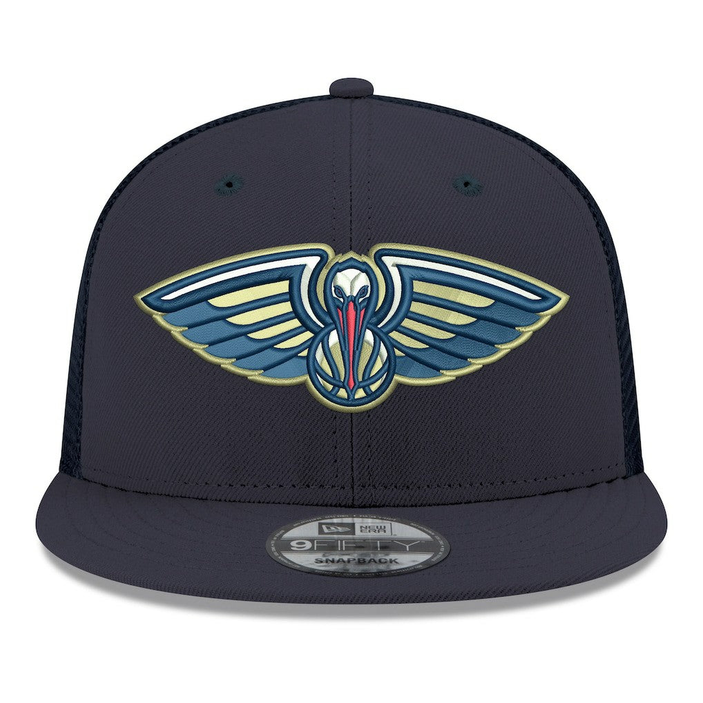 New Orleans Pelicans Core Logo Meshback 9FIFTY Snapback Hat - Navy | New Era outlet