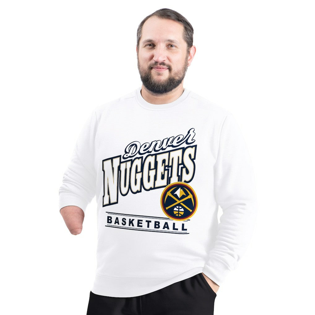 Denver Nuggets G-III Sports by Carl Banks Adaptive Headliner Fleece Crewneck Sweatshirt sale - White discount