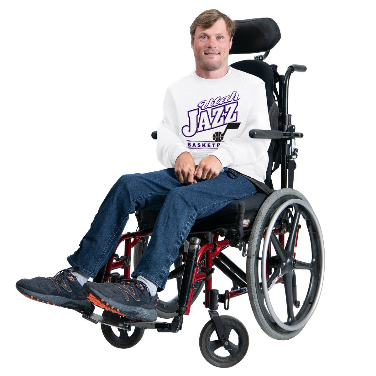 Utah Jazz G-III Sports by Carl Banks Adaptive Headliner Fleece Crewneck Sweatshirt - White on sale