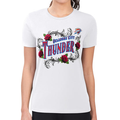 Oklahoma City Thunder G-III 4Her by Carl Banks Women's Super-Slim Fit Lightweight Roses Crew Neck T-Shirt - White outlet
