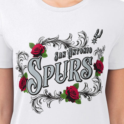 San Antonio Spurs G-III 4Her by Carl Banks Women's Super-Slim Fit Lightweight Roses Crew Neck T-Shirt - White shop