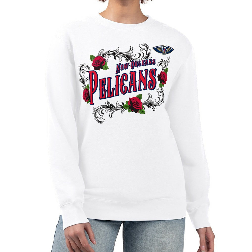 New Orleans Pelicans G-III 4Her by Carl Banks Women's Roses Fleece Tri-Blend Sweatshirt - White sale