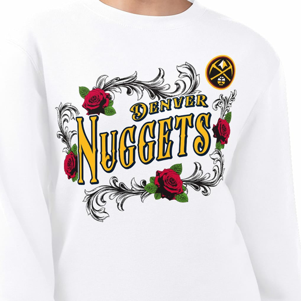 Denver Nuggets G-III 4Her by Carl Banks Women's Roses Fleece Tri-Blend Sweatshirt sale - White for sale