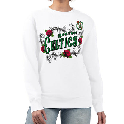 Boston Celtics G-III 4Her by Carl Banks Women's Roses Fleece Tri-Blend Sweatshirt - White online