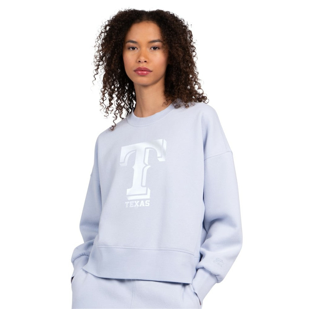 Texas Rangers Starter Women's Pastels Boxy Fleece Sweatshirt - Light Blue