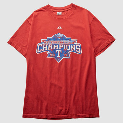 Texas Rangers Majestic 2010 T-Shirt - Red Vintage