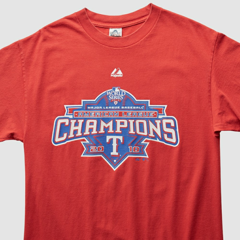 Texas Rangers Majestic 2010 T-Shirt - Red Vintage