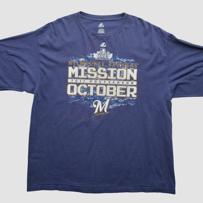 Milwaukee Brewers Majestic 2011 Long Sleeve T-Shirt - Blue Vintage