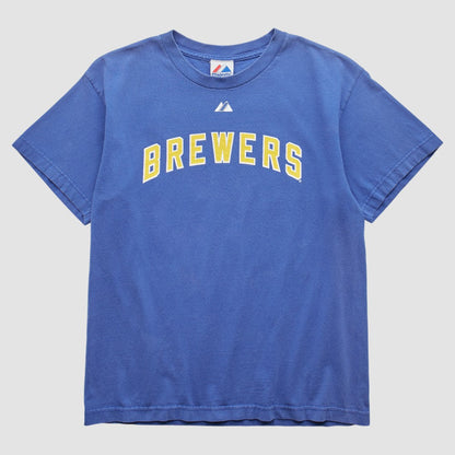 Milwaukee Brewers Majestic 2000s T-Shirt - Blue Vintage