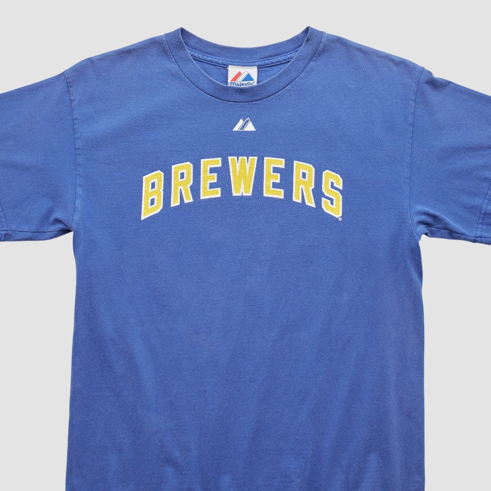 Milwaukee Brewers Majestic 2000s T-Shirt - Blue Vintage