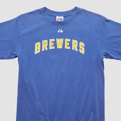 Milwaukee Brewers Majestic 2000s T-Shirt - Blue Vintage