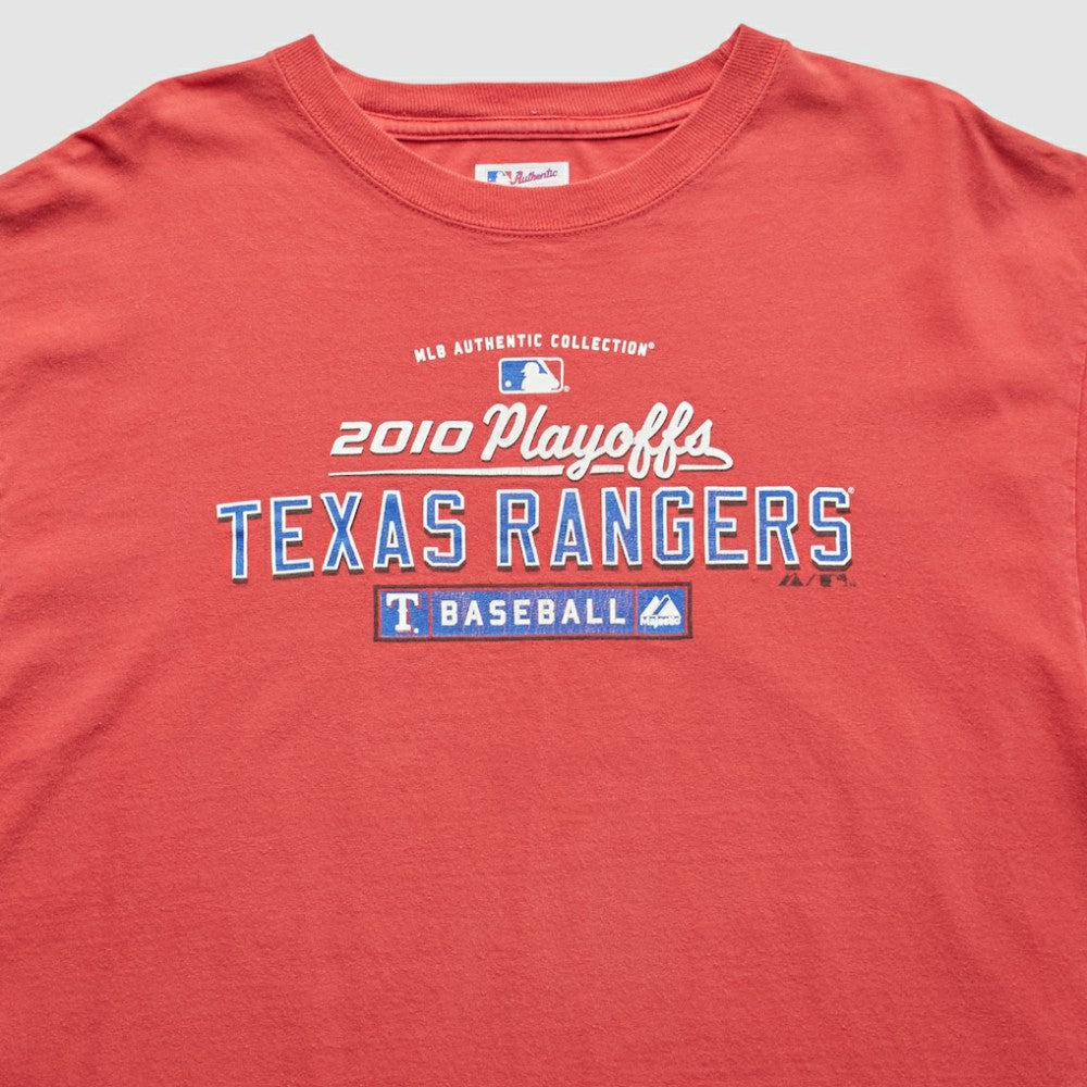 Texas Rangers Majestic 2010 T-Shirt - Red Vintage