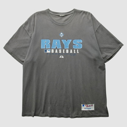 Tampa Bay Rays Majestic 2000s T-Shirt - Gray Vintage