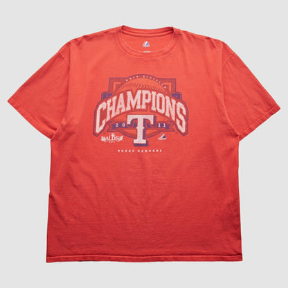 Texas Rangers Majestic 2011 T-Shirt - Red Vintage