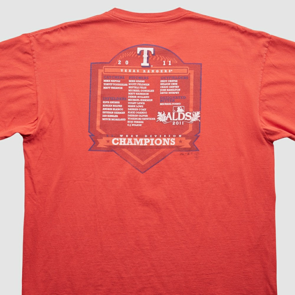 Texas Rangers Majestic 2011 T-Shirt - Red Vintage