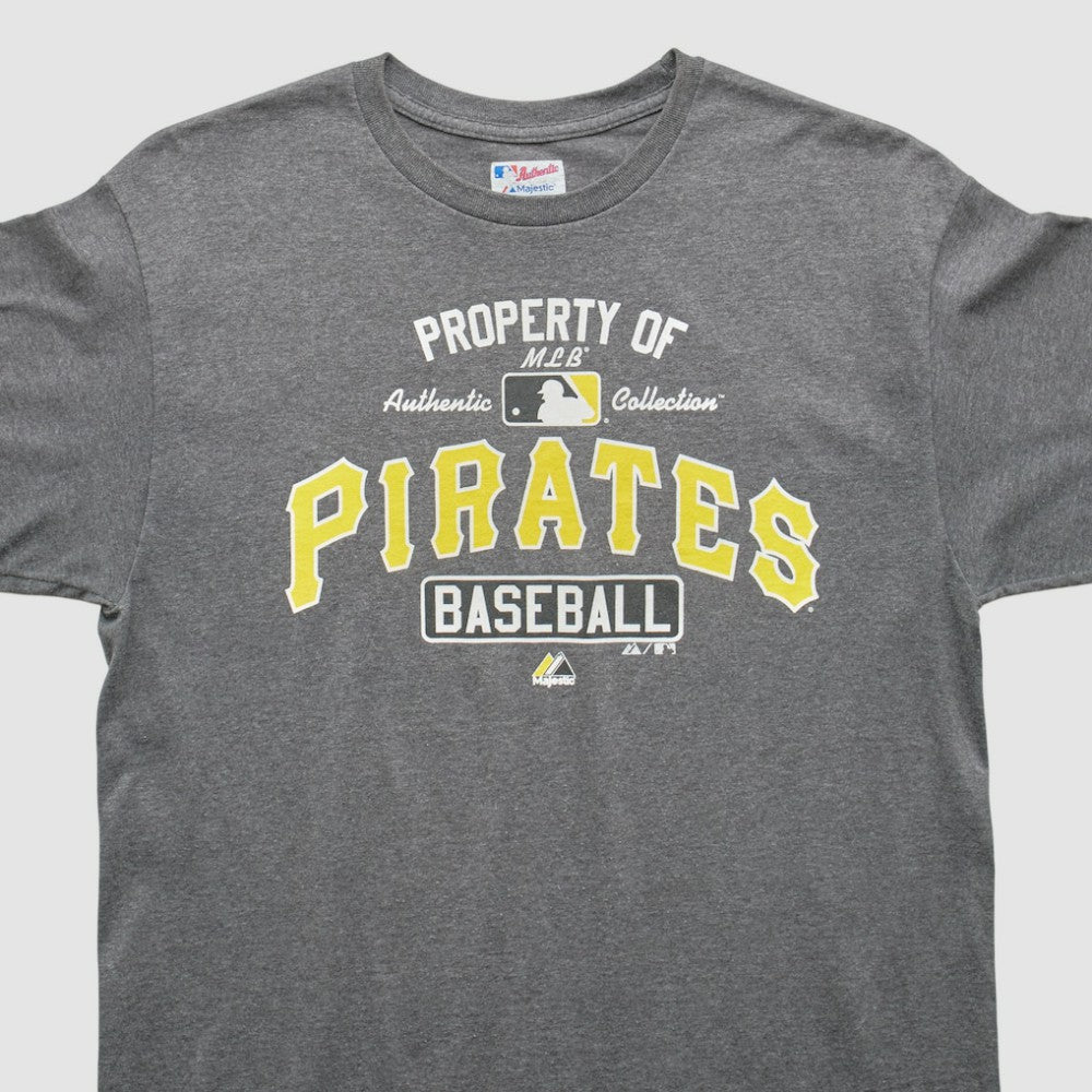 Pittsburgh Pirates Majestic 2000s T-Shirt - Gray Vintage