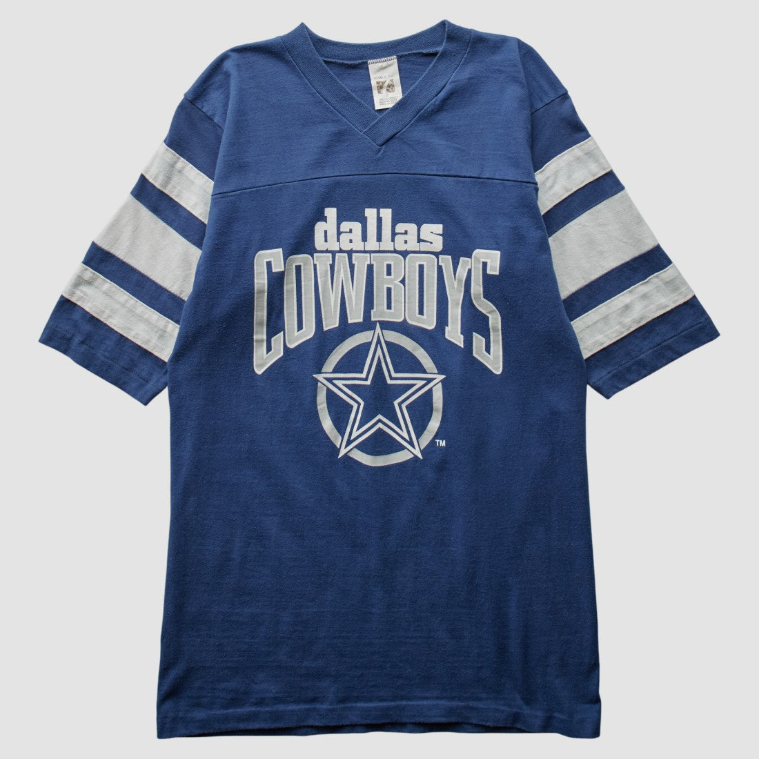 Dallas Cowboys Logo 7 80s T-Shirt - Blue Vintage for sale