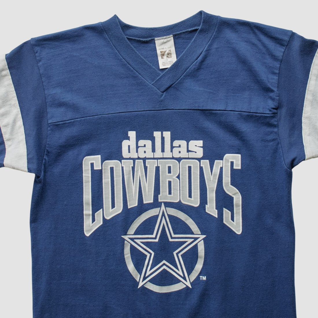 Dallas Cowboys Logo 7 80s T-Shirt - Blue Vintage for sale