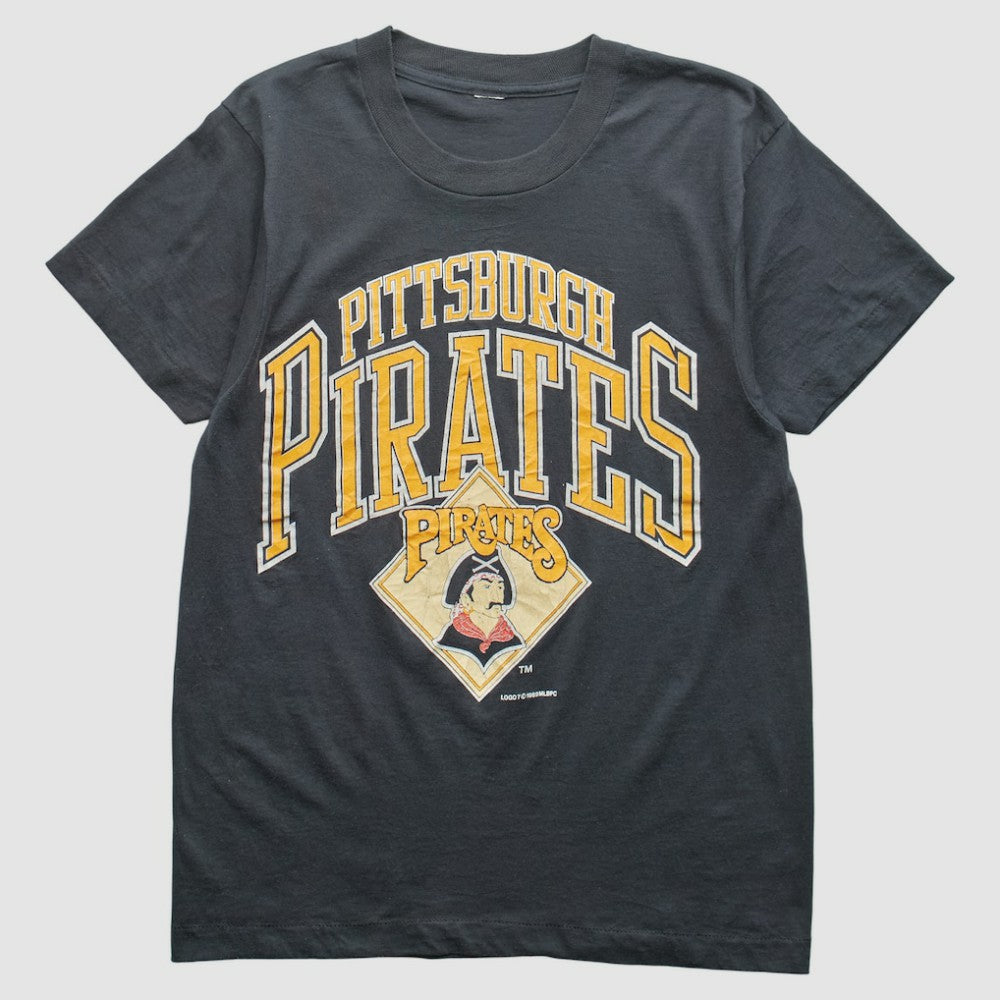 Pittsburgh Pirates Logo 7 1989 T-Shirt - Black Vintage