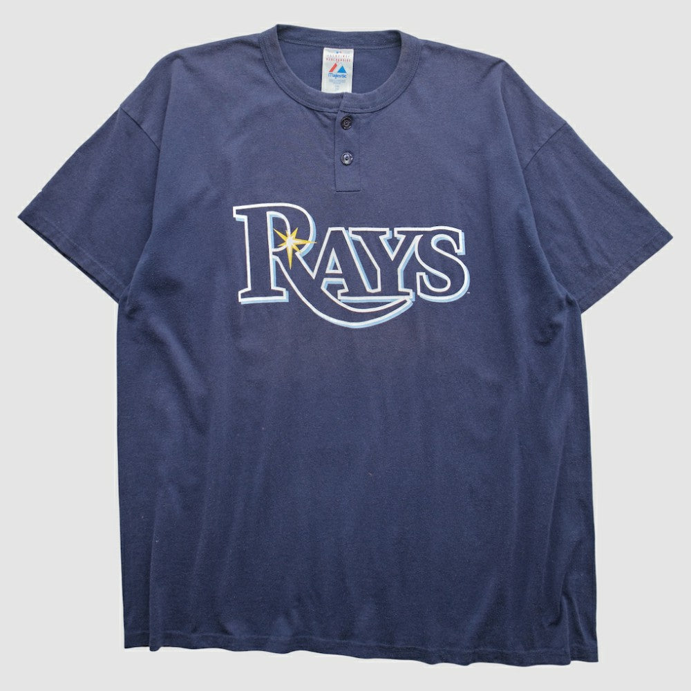 Tampa Bay Rays Majestic 2000s T-Shirt - Navy Vintage