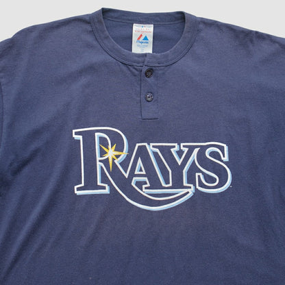 Tampa Bay Rays Majestic 2000s T-Shirt - Navy Vintage