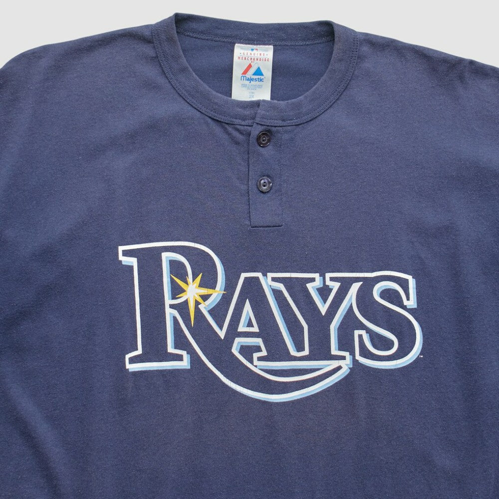 Tampa Bay Rays Majestic 2000s T-Shirt - Navy Vintage