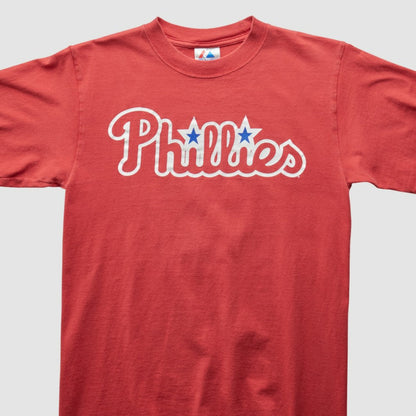 Philadelphia Phillies Majestic 2000s T-Shirt - Red Vintage