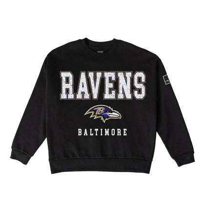 Baltimore Ravens Gameday Couture Women's Oversized Level Up Black Label Premium Fleece Sweatshirt - Black for sale
