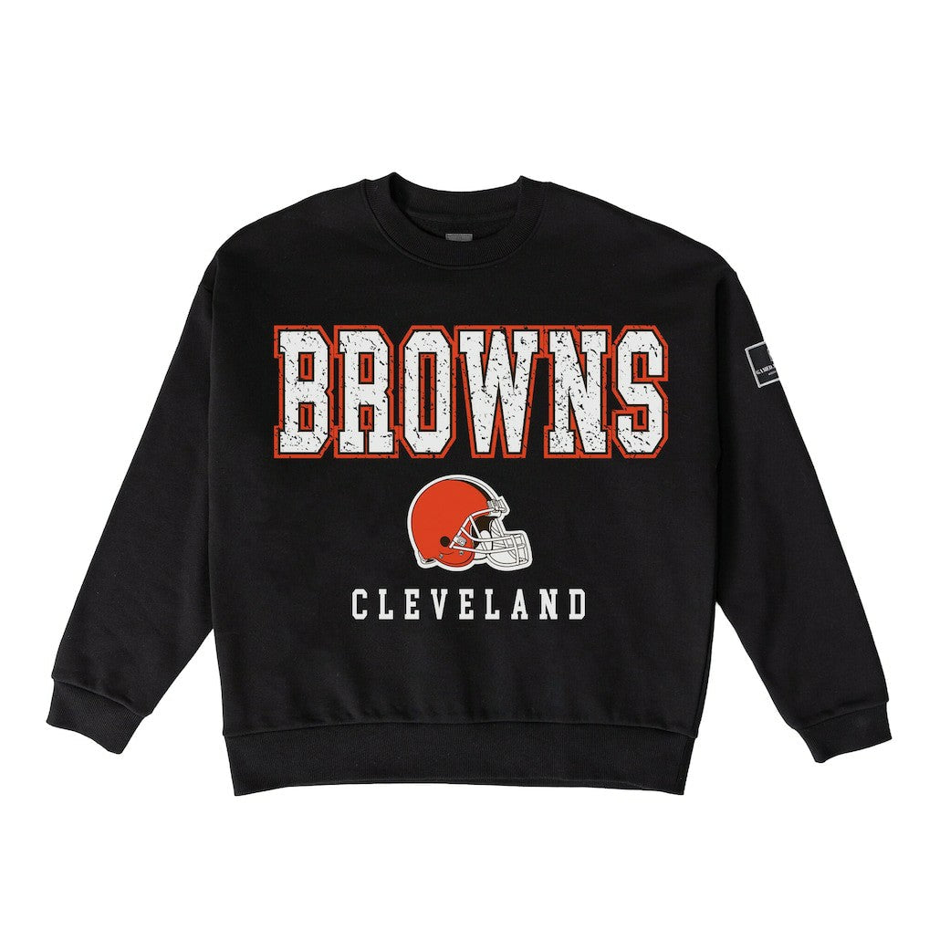 Cleveland Browns Gameday Couture Women's Oversized Level Up Black Label Premium Fleece Sweatshirt - Black discount