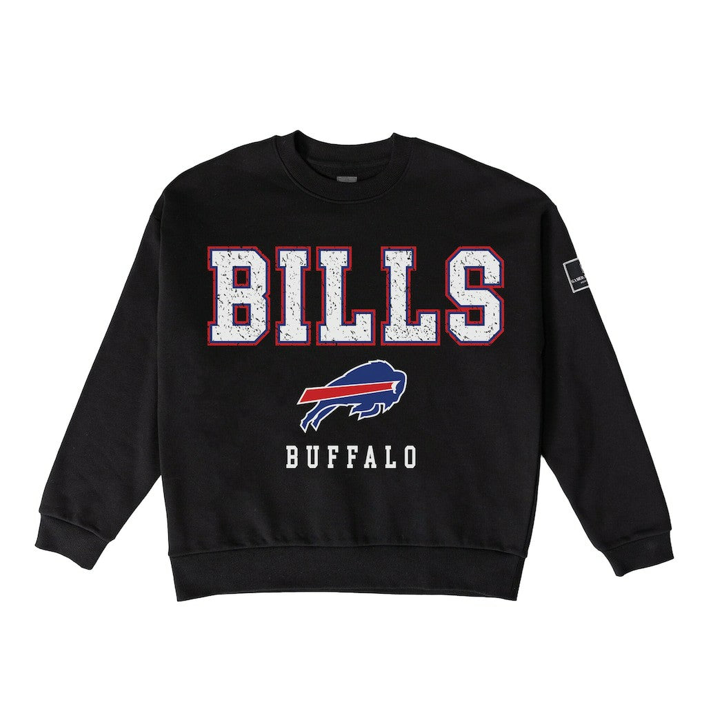 Buffalo Bills Gameday Couture Women's Oversized Level Up Black Label Premium Fleece Sweatshirt - Black for sale