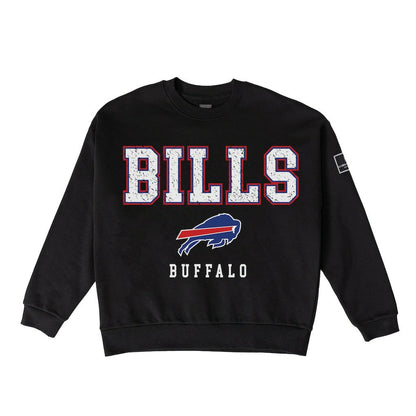 Buffalo Bills Gameday Couture Women's Oversized Level Up Black Label Premium Fleece Sweatshirt - Black for sale