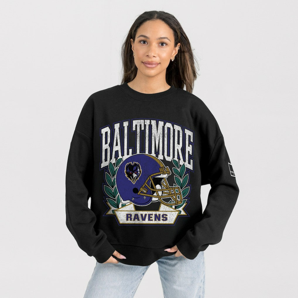 Baltimore Ravens Gameday Couture Women's Oversized Victory Lane Black Label Premium Fleece Sweatshirt - Black for sale