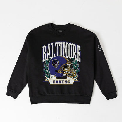 Baltimore Ravens Gameday Couture Women's Oversized Victory Lane Black Label Premium Fleece Sweatshirt - Black for sale
