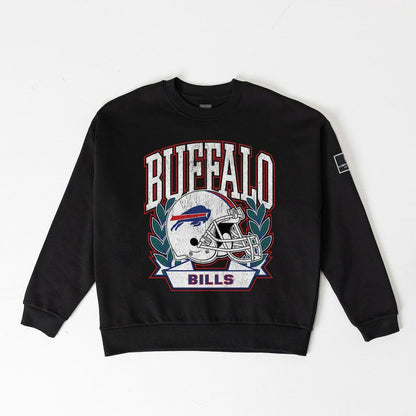 Buffalo Bills Gameday Couture Women's Oversized Victory Lane Black Label Premium Fleece Sweatshirt - Black outlet