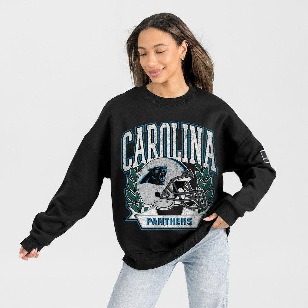 Carolina Panthers Gameday Couture Women's Oversized Victory Lane Black Label Premium Fleece Sweatshirt - Black outlet