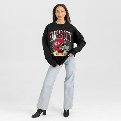 Kansas City Chiefs Gameday Couture Women's Oversized Victory Lane Black Label Premium Fleece Sweatshirt - Black online