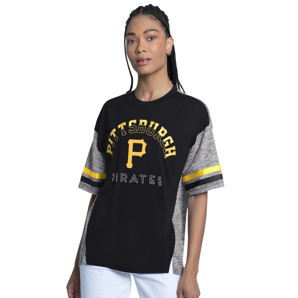 Pittsburgh Pirates G-III 4Her by Carl Banks Women's Off-Season Oversized Top - Black