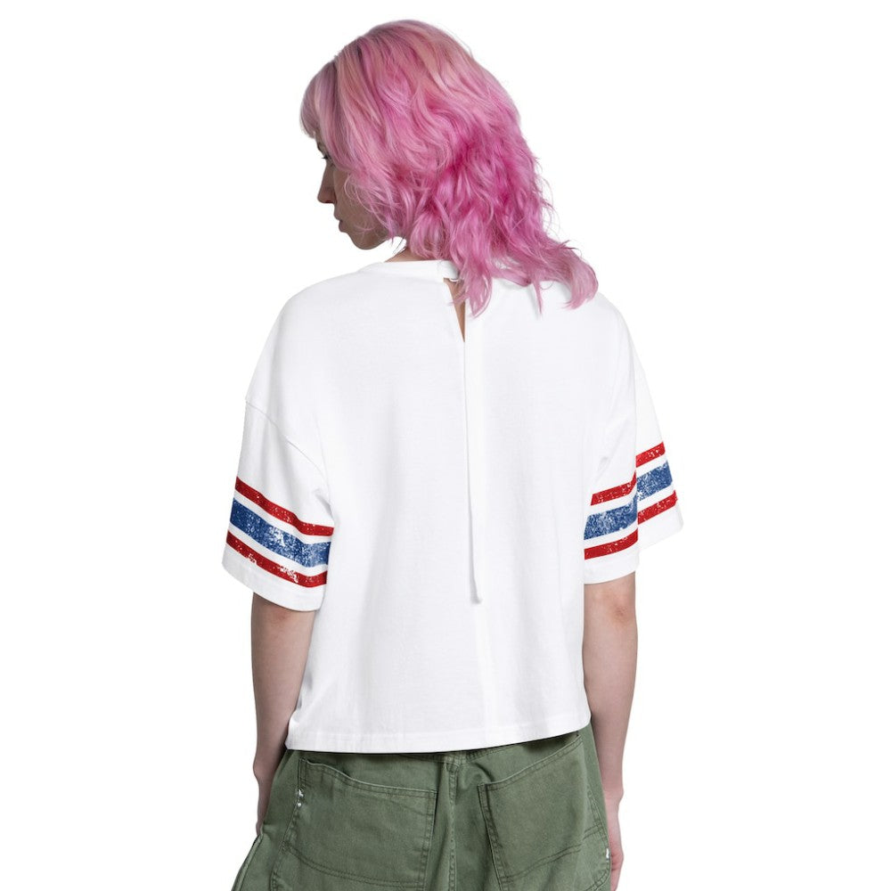 Chicago Cubs Starter Women's Cropped Hurry Up Offense T-Shirt - White
