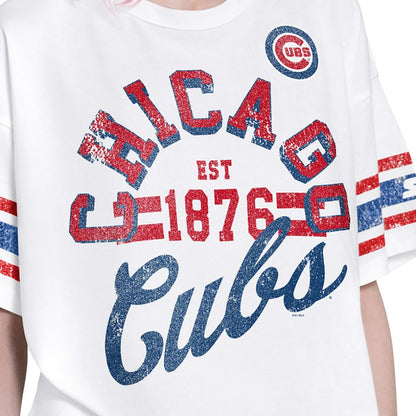 Chicago Cubs Starter Women's Cropped Hurry Up Offense T-Shirt - White