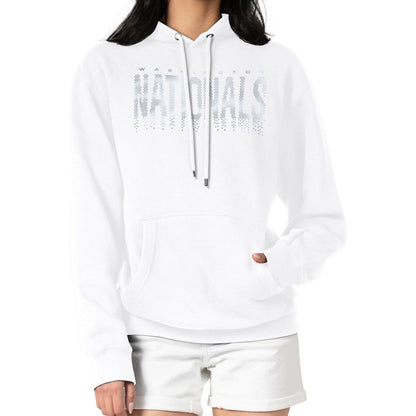 Washington Nationals G-III 4Her by Carl Banks Women's Metallic Drop Fleece Hoodie - White