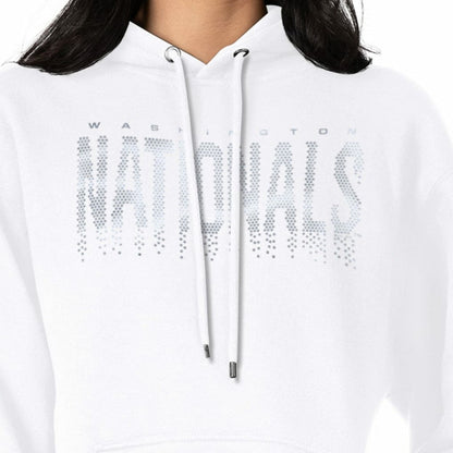 Washington Nationals G-III 4Her by Carl Banks Women's Metallic Drop Fleece Hoodie - White
