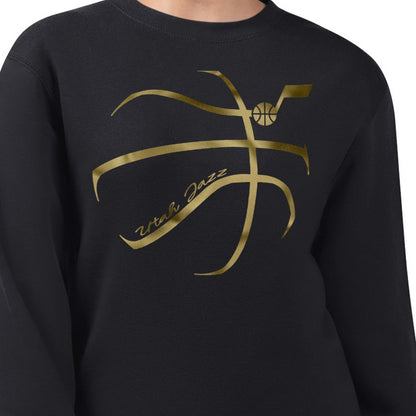 Utah Jazz G-III 4Her by Carl Banks Women's Metallic Print Basketball Sketch Fleece Sweatshirt - Black shop