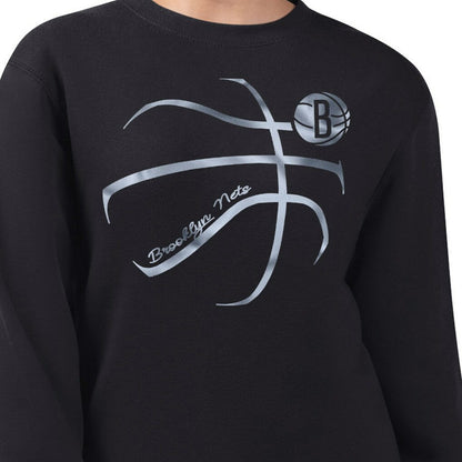 Brooklyn Nets G-III 4Her by Carl Banks Women's Metallic Print Basketball Sketch Fleece Sweatshirt - Black shop