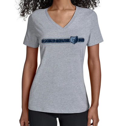 Memphis Grizzlies Starter Women's Team Stripe V-Neck T-Shirt - Gray cheap