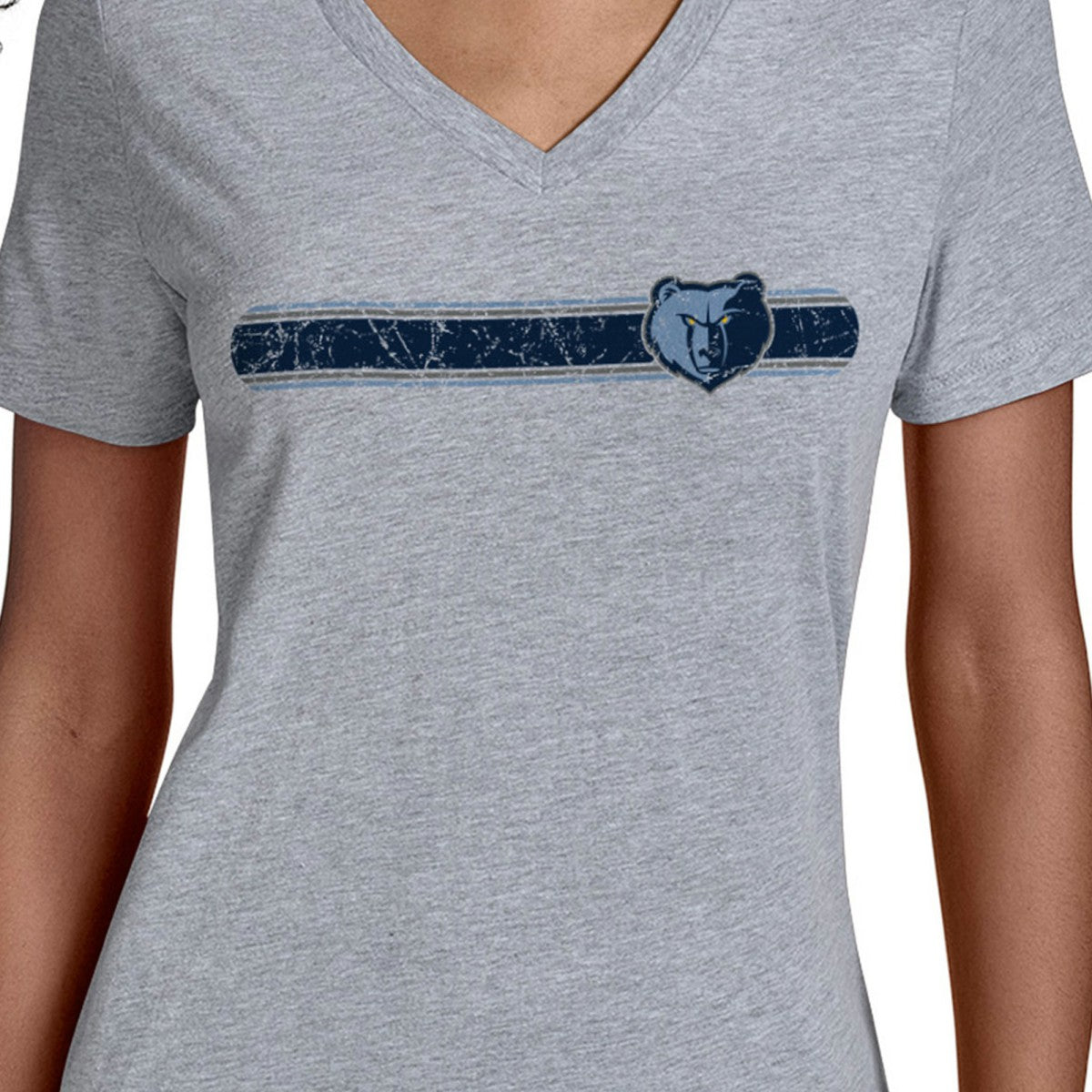 Memphis Grizzlies Starter Women's Team Stripe V-Neck T-Shirt - Gray cheap