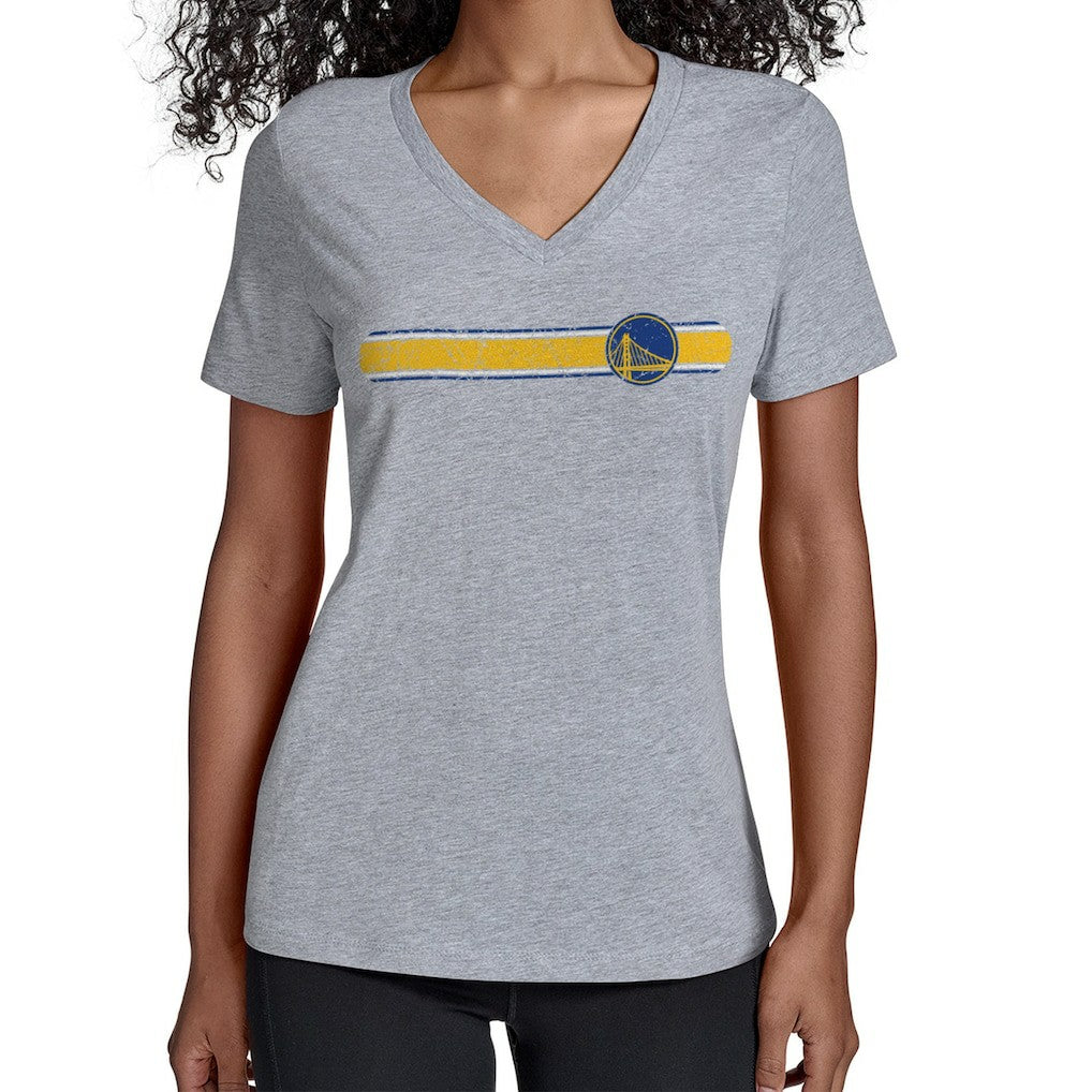 Golden State Warriors Starter Women's Team Stripe V-Neck T-Shirt sale - Gray for sale